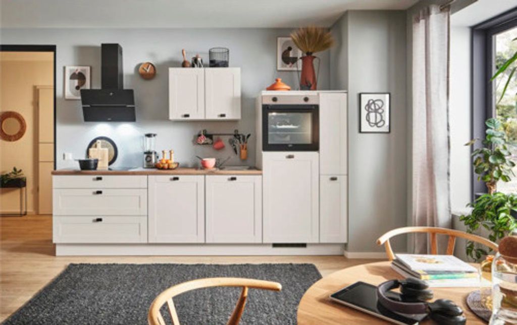 PICCANTE Plus Küchenzeile ohne Geräte Bella 310 cm kaschmirgrau matt vormontiert Variante rechts 4067368009898