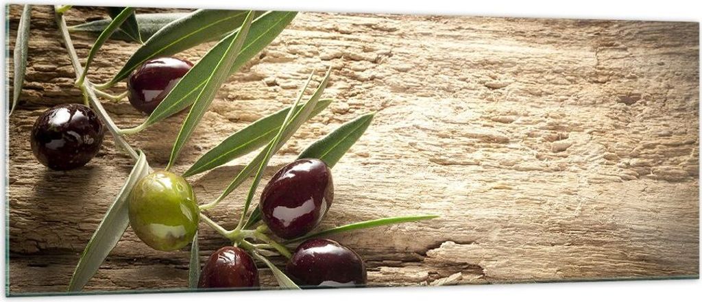 Bilder auf glas - Oliv italien aroma diät - 140x50cm - Glasbilder - Wandbilder - Kunstdruck - zum Aufhängen bereit - Wanddekoration aus Glas - Gl...