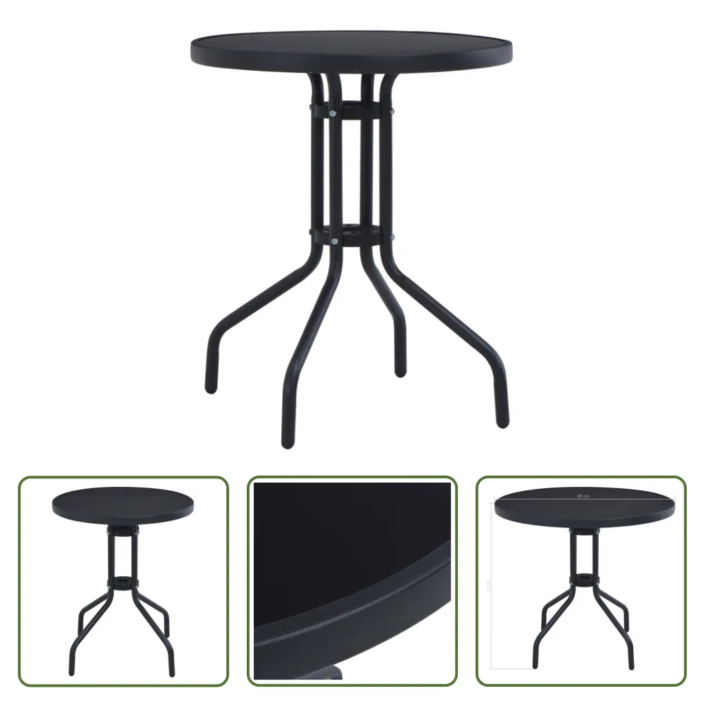 Offerta Tavolo Giardino 80 cm Nero Acciaio Vetro - Prezzo Outlet - 5