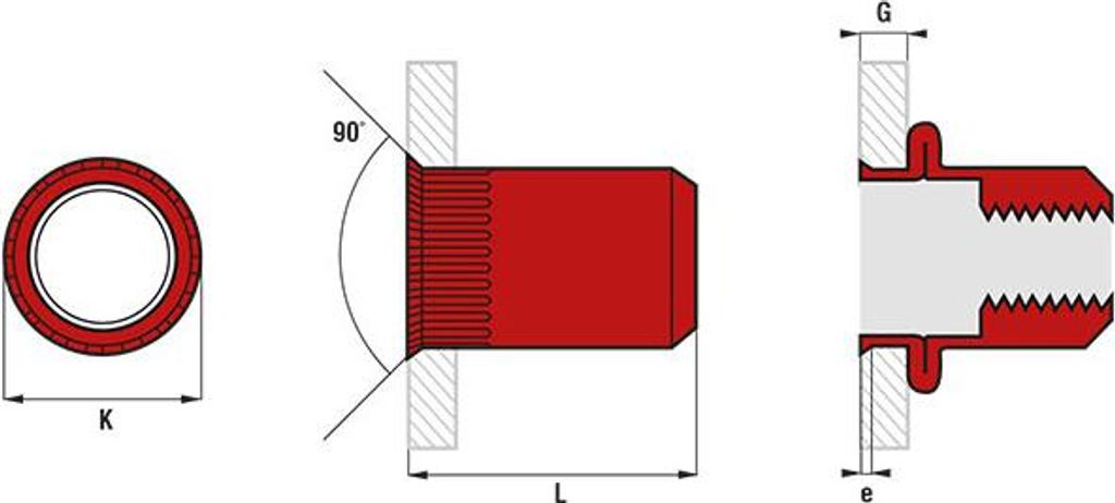 Box mit 500 Muttern mit gezacktem Kopf 90° SCELL IT verzinkter Stahl ØM5 - L.11.5 mm ØBohrung.7 mm - TCR0530