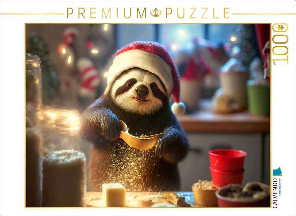 CALVENDO Puzzle Ein süßes Faultier macht Kekse | 1000 Teile Lege-Größe 64x48cm Foto-Puzzle für glückliche Stunden