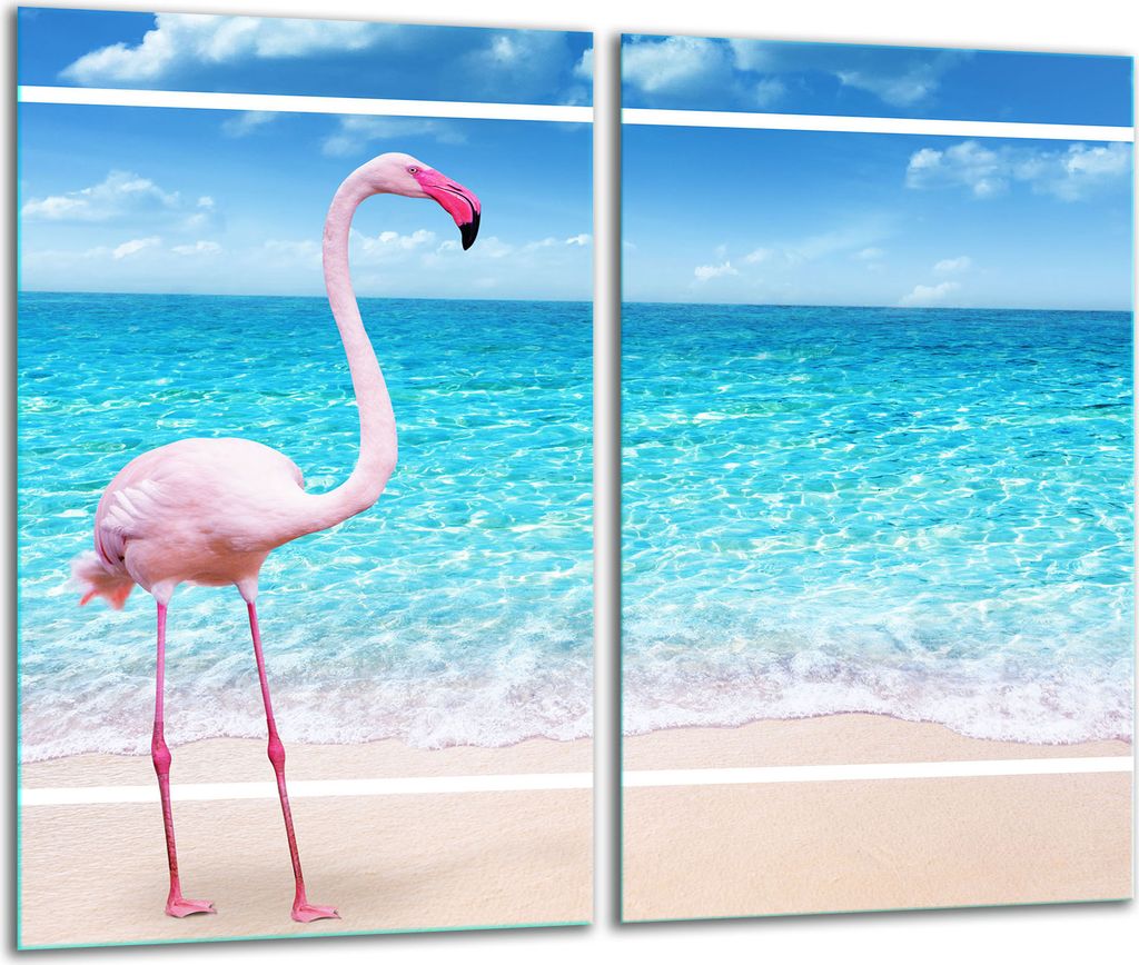 Herdabdeckplatten 2 teilig 30x52 Glaskeramikfeld Abdeckung Glas Flamingo