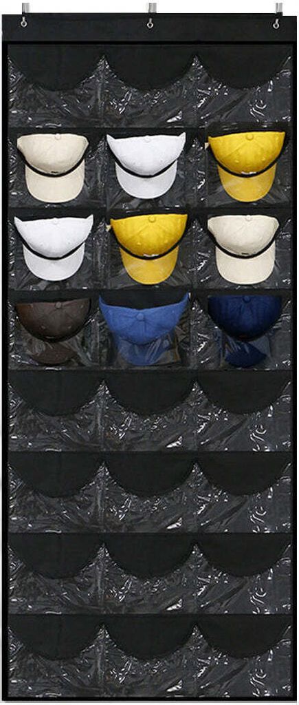 Cap Rack – praktischer Petten Organizer für die Tür – Schwarz – für 24 Caps – Platzsparendes Aufbewahrungssystem