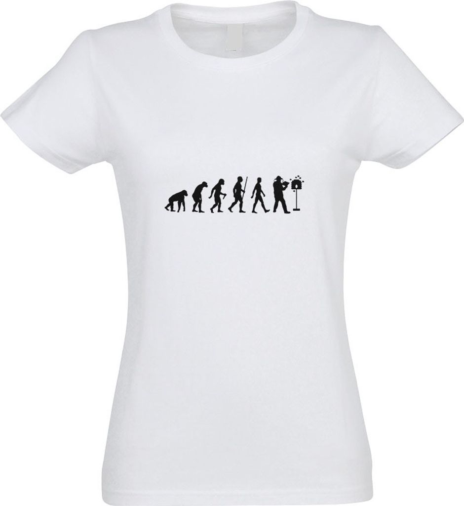 Kiwistar - T-Shirt tailliert - Damen - Weiss - Evolution Imker - Honigbiene - mit Motiv Bedruckt - Funshirt Design - Sport - Freizeit - Damen - XL