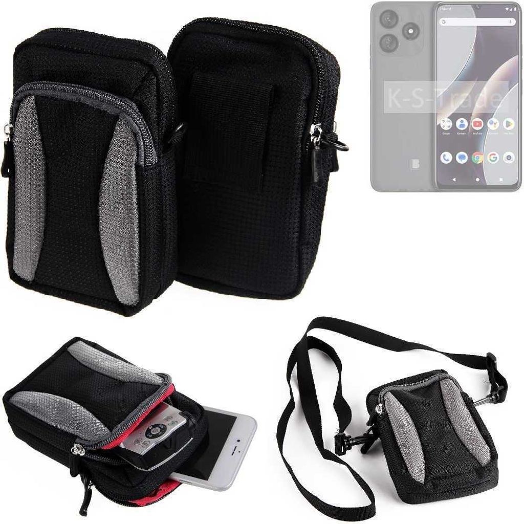 K-S-Trade Holster Schutz Hülle kompatibel mit BLU G73L Handy Hülle Gürteltasche Umhängetasche mit Zusatzfach schwarz
