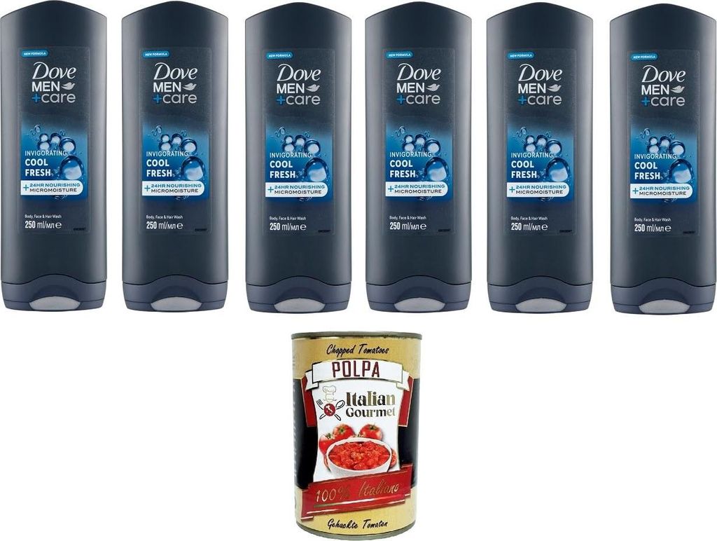 D. Men+Care Invigorating Cool Fresh Body, Face & Hair Wash 6x250 ml+ Italian Gourmet polpa 400g