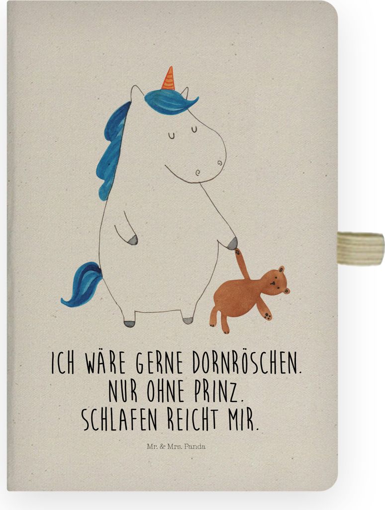 Mr. & Mrs. Panda Kladde Einhorn Teddy - Transparent - Geschenk, Tagebuch, Adressbuch, notizbuch a4, Unicorn, schlafen, Bett, Journal, Einhörner, S...