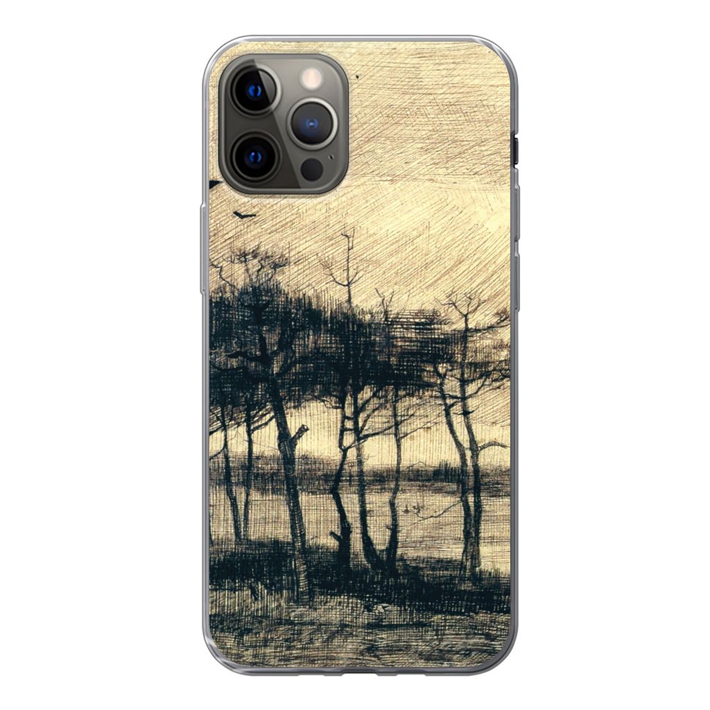 MuchoWow Handyhülle Schutzhülle Hülle für iPhone 12 Pro Kiefern im Sumpf - Vincent van Gogh Silikon Softcase Handy Hülle - Abdeckung