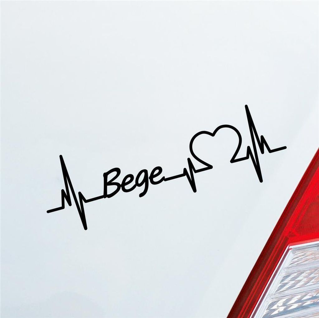 Auto Aufkleber Bege Herz Puls Stadt City Liebe Love Herzschlag Heimat 18x4 cm Schwarz Glanz Sticker Heckscheibenaufkleber