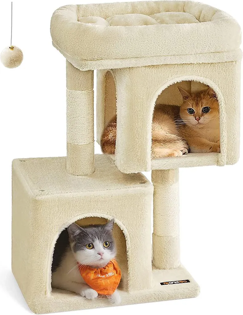 Petit Arbre à Chat Beige 67 cm pour Jouer et Faire ses Griffes