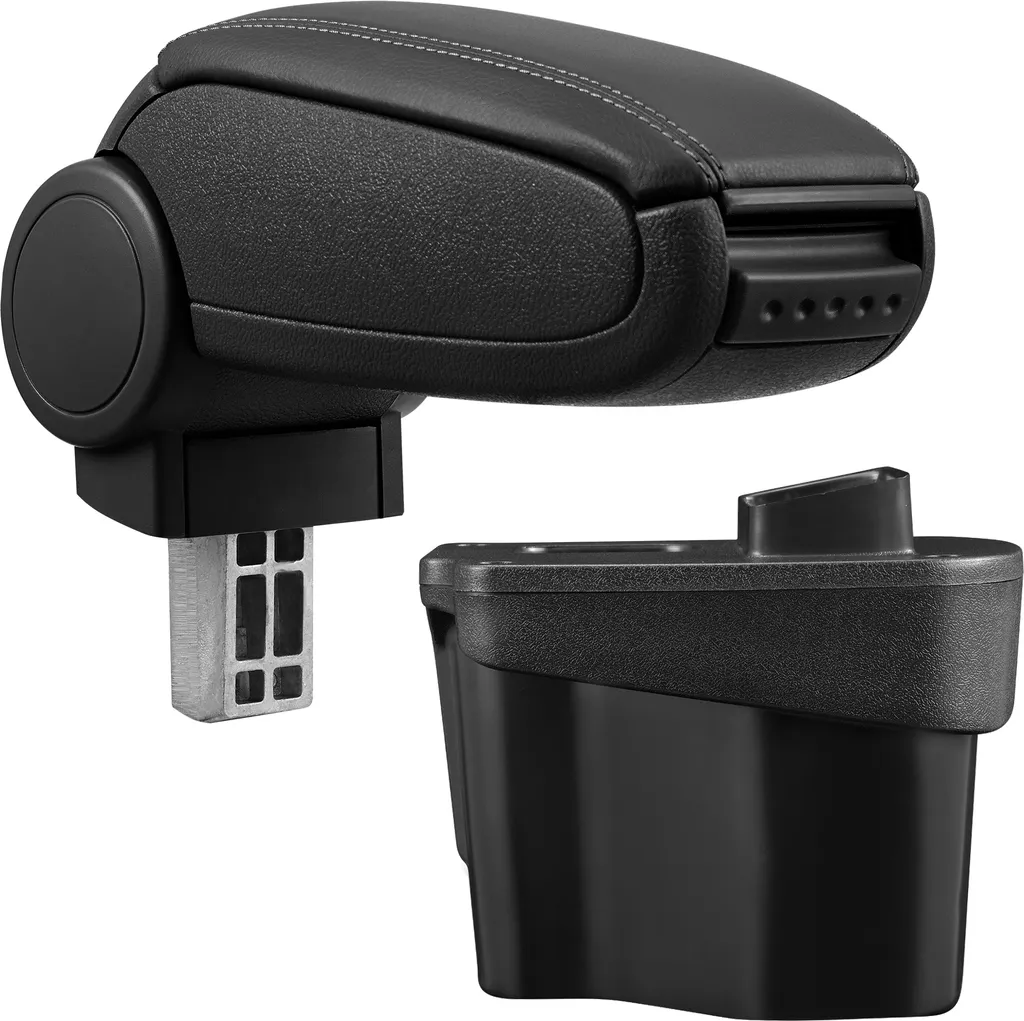 [Bracciolo centrale, perfetto per Kia Rio 3a generazione (tipo UB, dal 2011) - bracciolo con vano portaoggetti - rivestito - pelle artificiale - nero