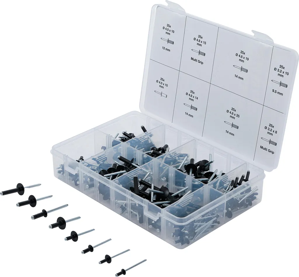 Fixez tout sans soudure : Kit 200 Rivets Aveugles Aluminium BGS Ø 3,2-4,8