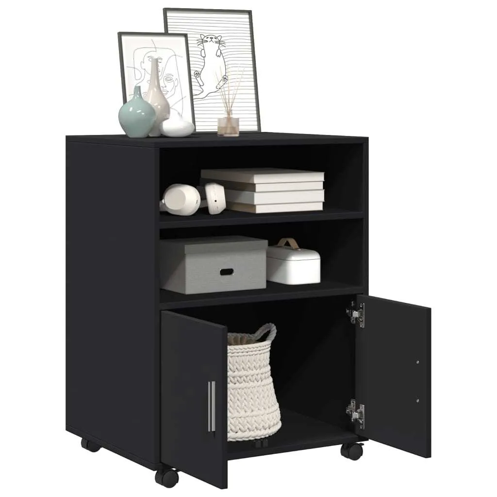 vidaXL Mobiletto con Ruote Nero 60x48x81 cm - Archiviazione Smart Ufficio - 3