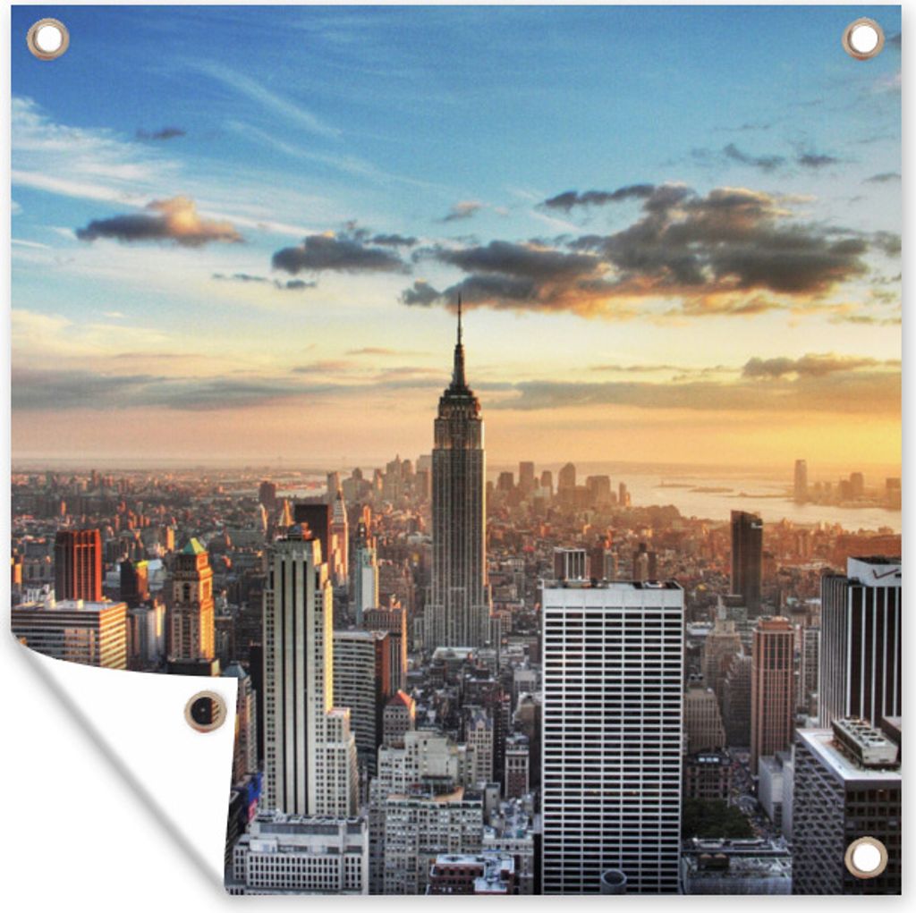 MuchoWow 100x100 cm Outdoor-Poster Gartendeko Sichtschutz Garten Poster für den Garten New York - Amerika - Empire State Building