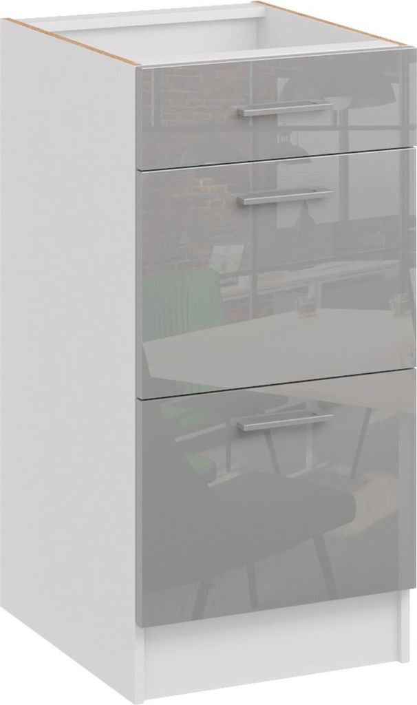 Roe Furniture | Küchenunterschrank 40 cm - Grau – Glanzgrau Produktbild 
