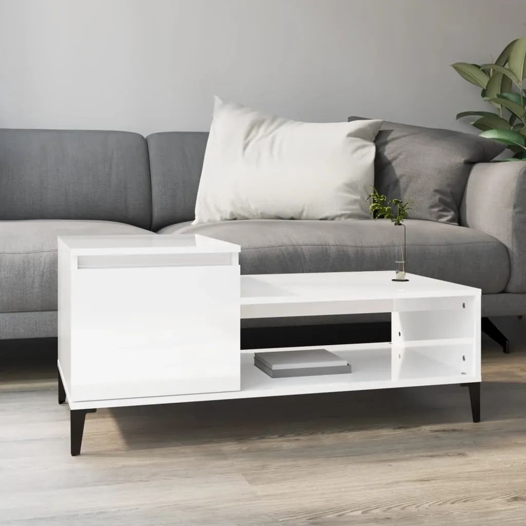 Maison Exclusive Tavolino Bianco Lucido 100x50x45 cm Arredamento