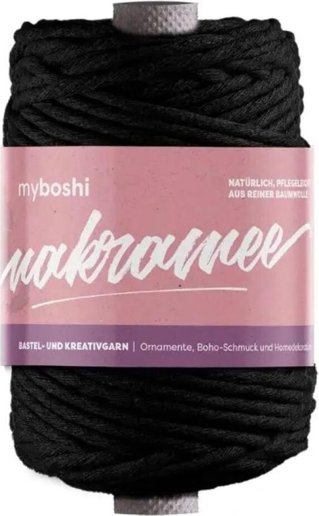 MyBoshi Makramee gezwirntes Baumwollseil 4mm 50m schwarz