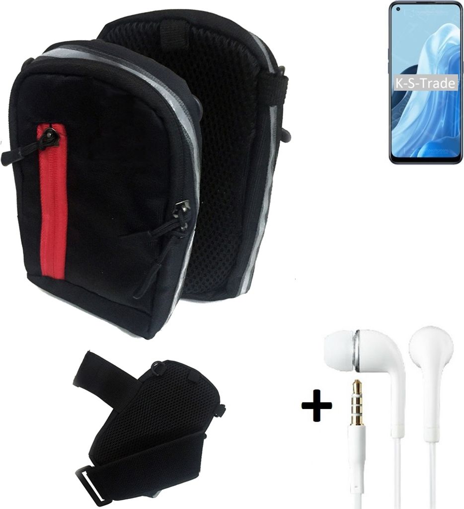 K-S-Trade Outdoor Gürteltasche Holster Umhängetasche + Kopfhörer kompatibel mit Oppo Find X5 Lite schwarz Handy Tasche Case travelbag Schutzhülle