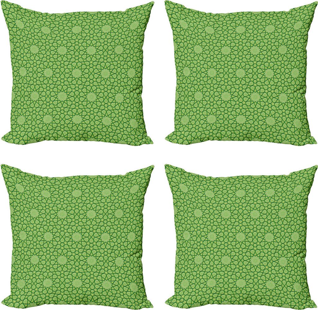 ABAKUHAUS Modern Kissenbezug Set (4 Stück), Sterne Geometrische Formen, Moderner Doppelseitiger Digitaldruck, 40 cm x 40 cm, Lime Green