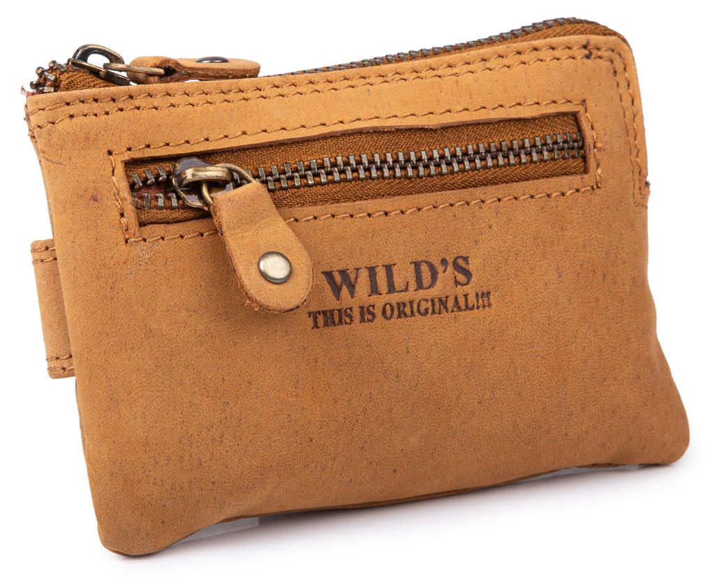 Schlüsseletui Schlüsseltasche Kartenetui Echt Leder Vintage Damen Herren Hellbraun