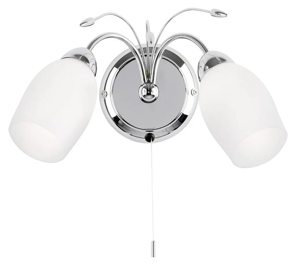 Applique en métal chromé 2 lumières MEADOW avec interrupteur intégré