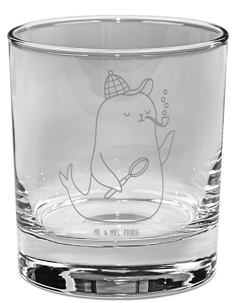 Mr. & Mrs. Panda Ginglas Robbe Sherlock - Transparent - Geschenk, Cocktailglas, Glas, Trinkglas, gravur, Gin, für, Gute Laune