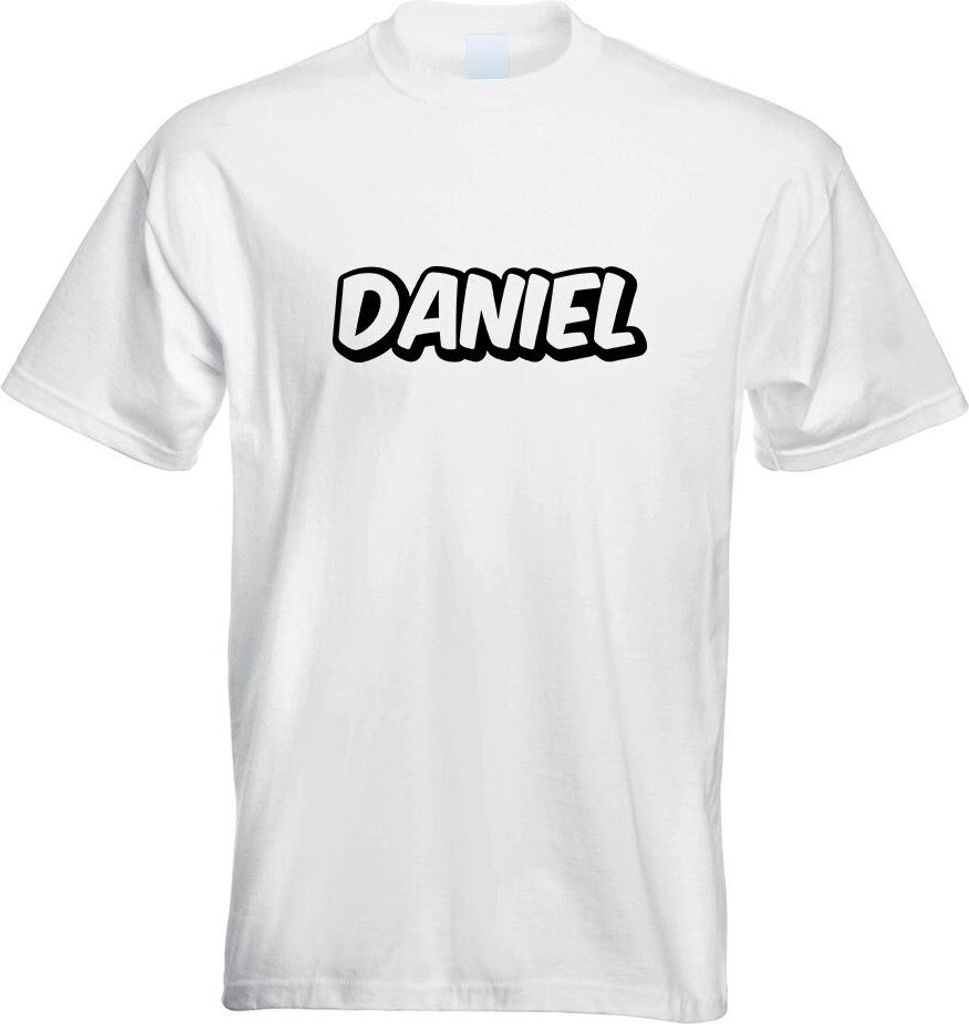 Kiwistar - T-Shirt - Weiss - Daniel Vorname Jungen Motiv Bedruckt Funshirt Design Print - mit Motiv Bedruckt - Funshirt Design - Sport - Freizeit -...