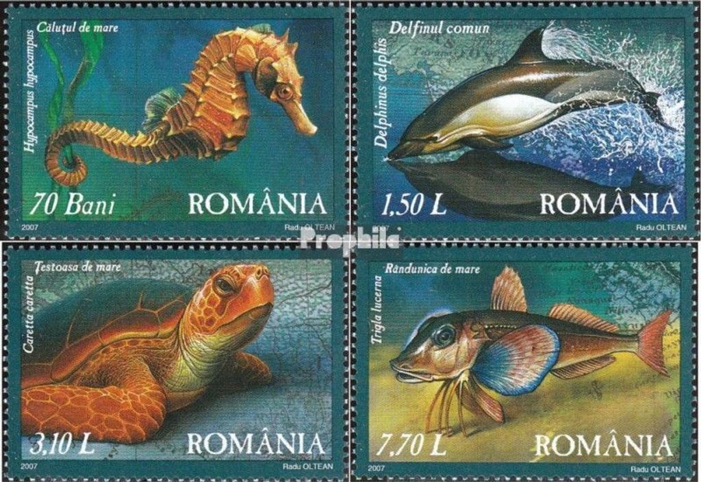 Briefmarken Rumänien 2007 Mi 6163-6166 (kompl.Ausg.) postfrisch Fauna des Schwarzen Meeres