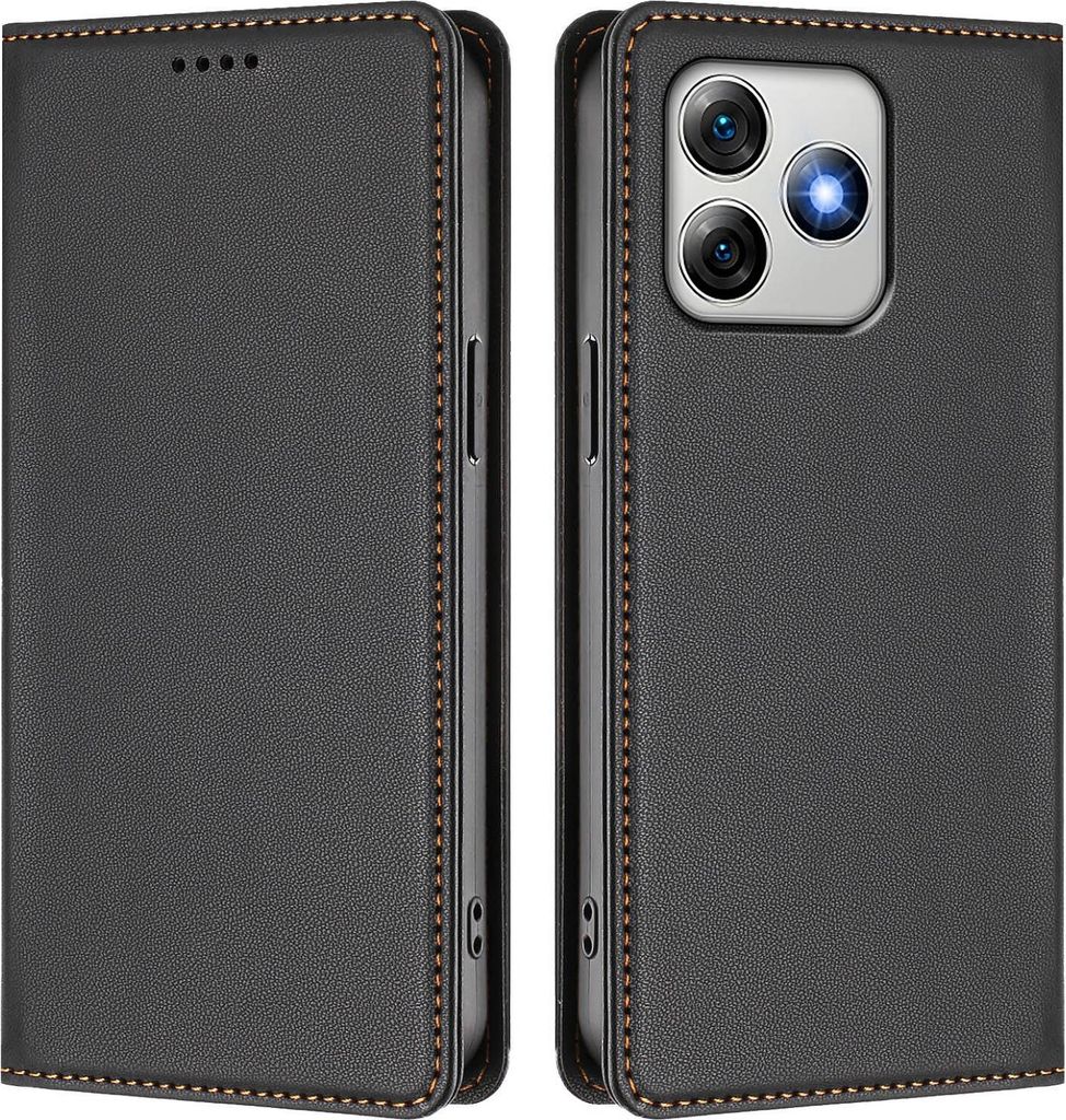 Handyhülle für Ulefone Note 18 Pro /Note 18 Ultra, Kunstleder Klapphülle Stoßfeste Magnetische Hülle mit Ständer Schwarz