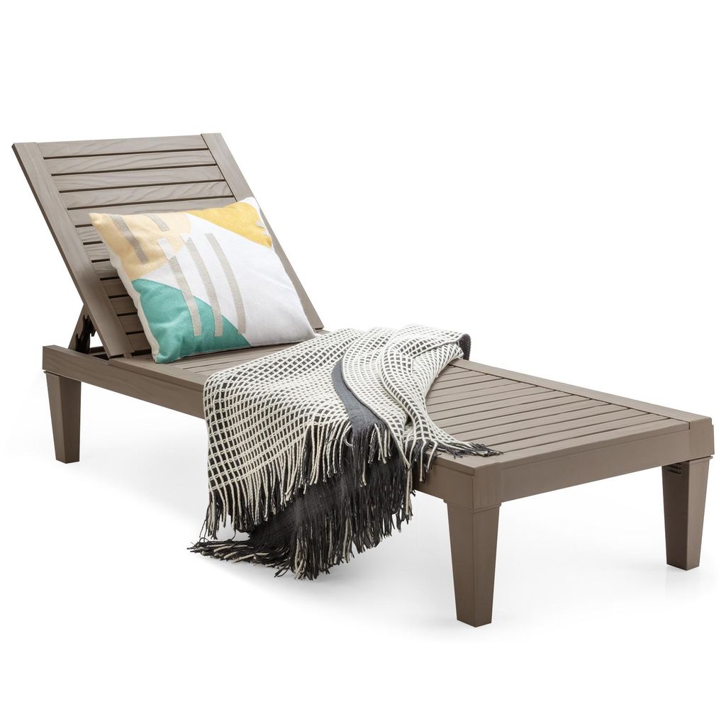 COSTWAY Sonnenliege wetterfest Gartenliege 180kg belastbar Liegestuhl 5 verstellbare Rückenlehne Terrassenliege für Outdoor Garten Terrasse Braun