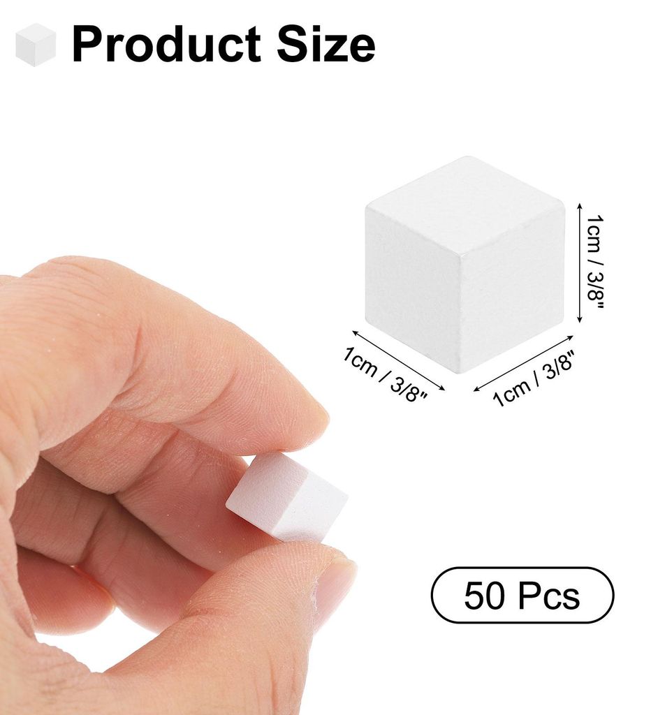 50 Stš¹ck Holzbl?cke fš¹r Bastelarbeiten, 1cm Unvollendeter Holzwš¹rfel Kiefernholz Quadratblock fš¹r DIY-Bastelprojekte, Wei?