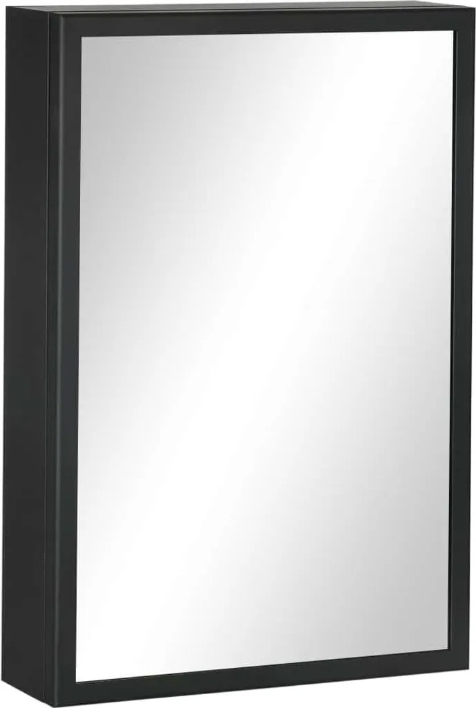 Armoire à pharmacie murale noire avec miroir, Meuble de salle de bain
