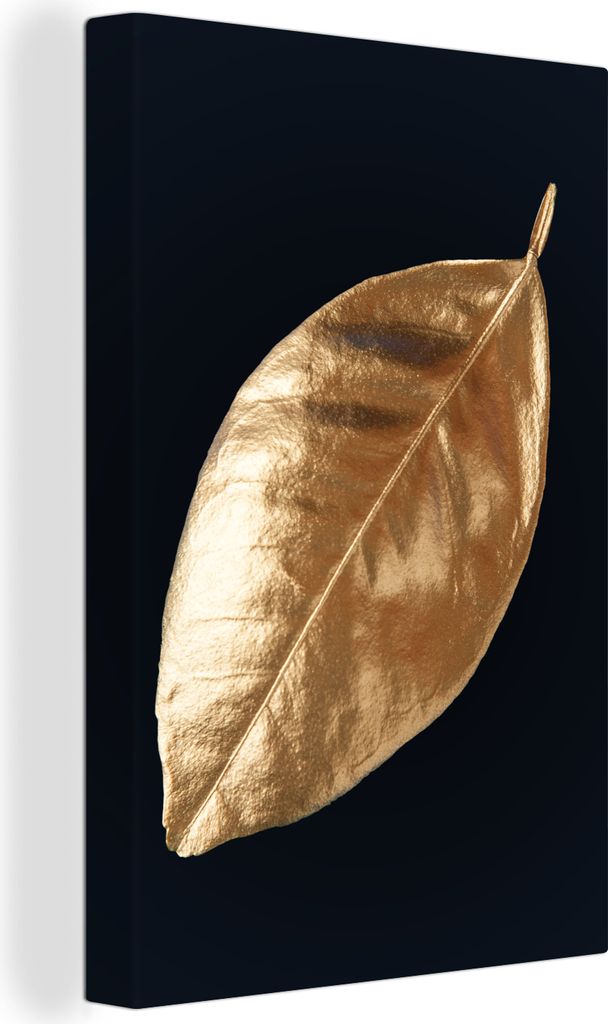 OneMillionCanvasses - Leinwandbilder - 90x140 cm, Blätter - Schwarz und Gold - Luxus - Natur - Pflanzen, Wandbilder Kunstdruck Wanddekoration - ...