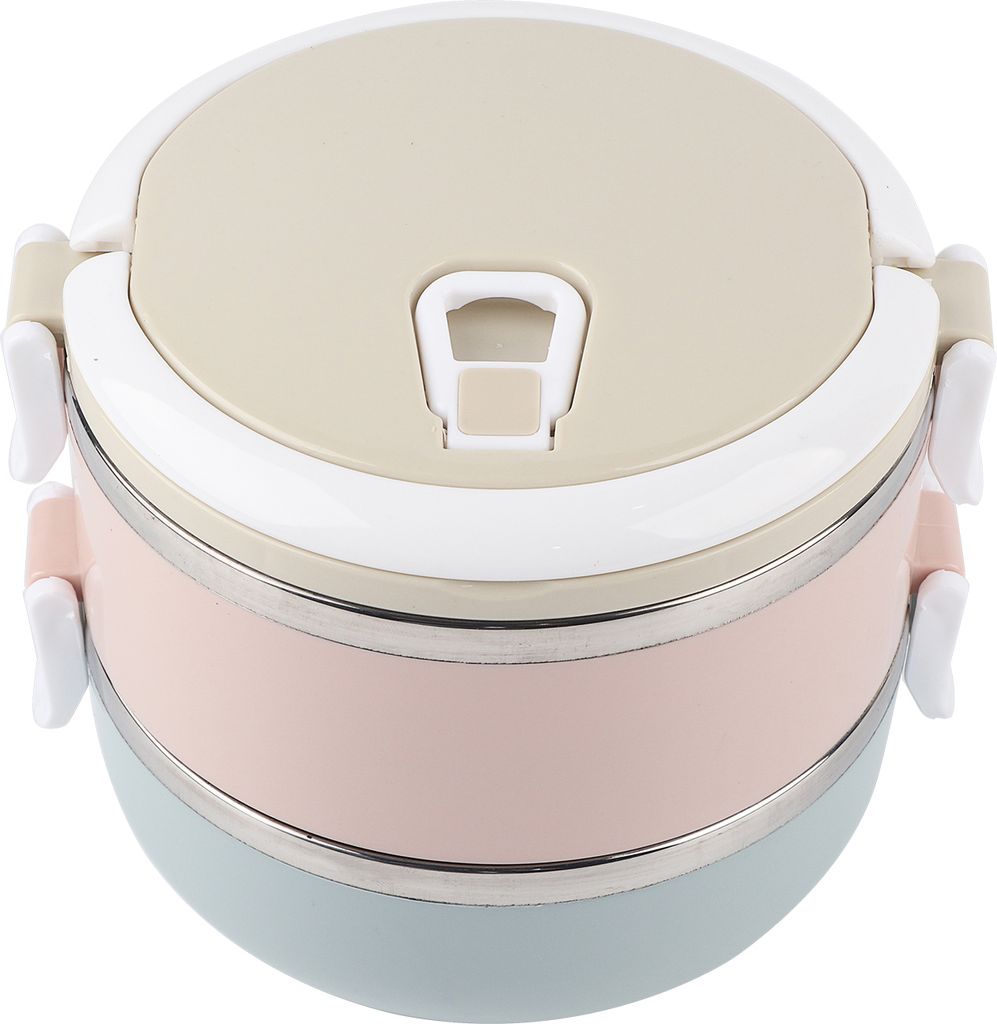 Tragbarer Lunchbox-Behälter aus Edelstahl, Bento-Box, Lebensmittelbehälter (2 Schichten, 1400 ml)