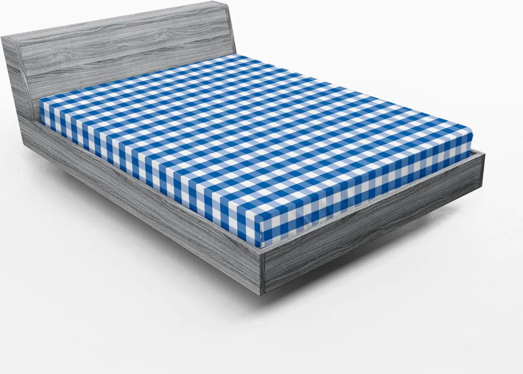Lenzuolo con Angoli ABAKUHAUS 180x200 Quadri Gingham Blu e Bianco