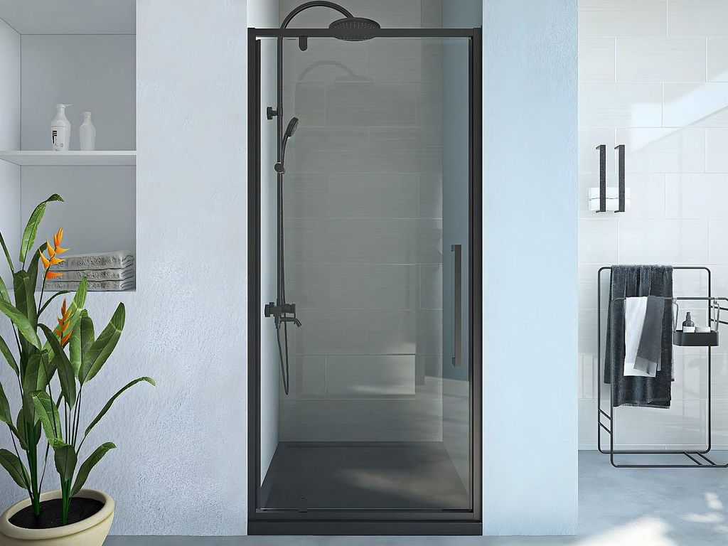 Metall-Drehduschtür in Mattschwarz im Industriestil - 90 × 195 cm - TAMRI
