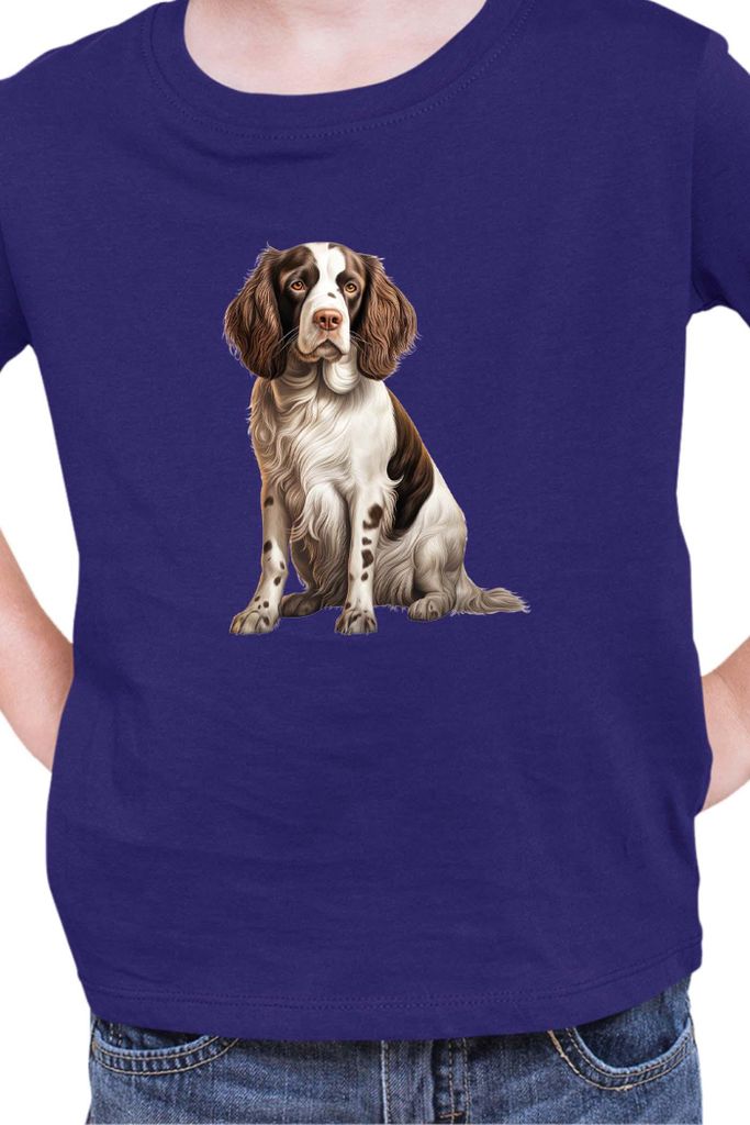 Kinder T-Shirt Dogs Breeds English Springer Spaniel Dog Breed 006, 7-8 Jahr - 128 / Dunkelblau