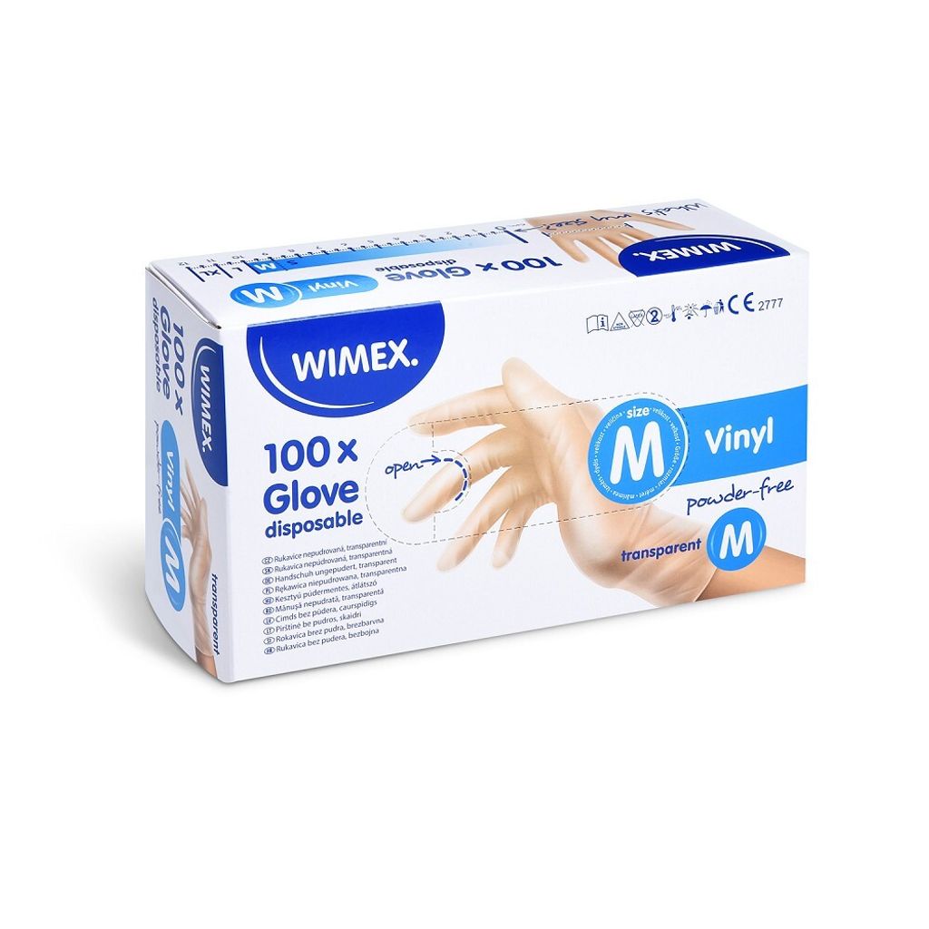 Winylowe rękawiczki jednorazowe M/100szt bezpudrowe Zdjęcie produktu 