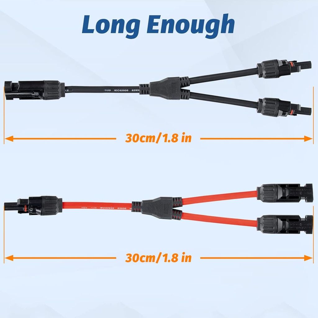 Solarkabel Y-Verteiler 6mm² – 1 Paar MC4, 1Y2, 10AWG, UV-beständig Für Photovoltaik!