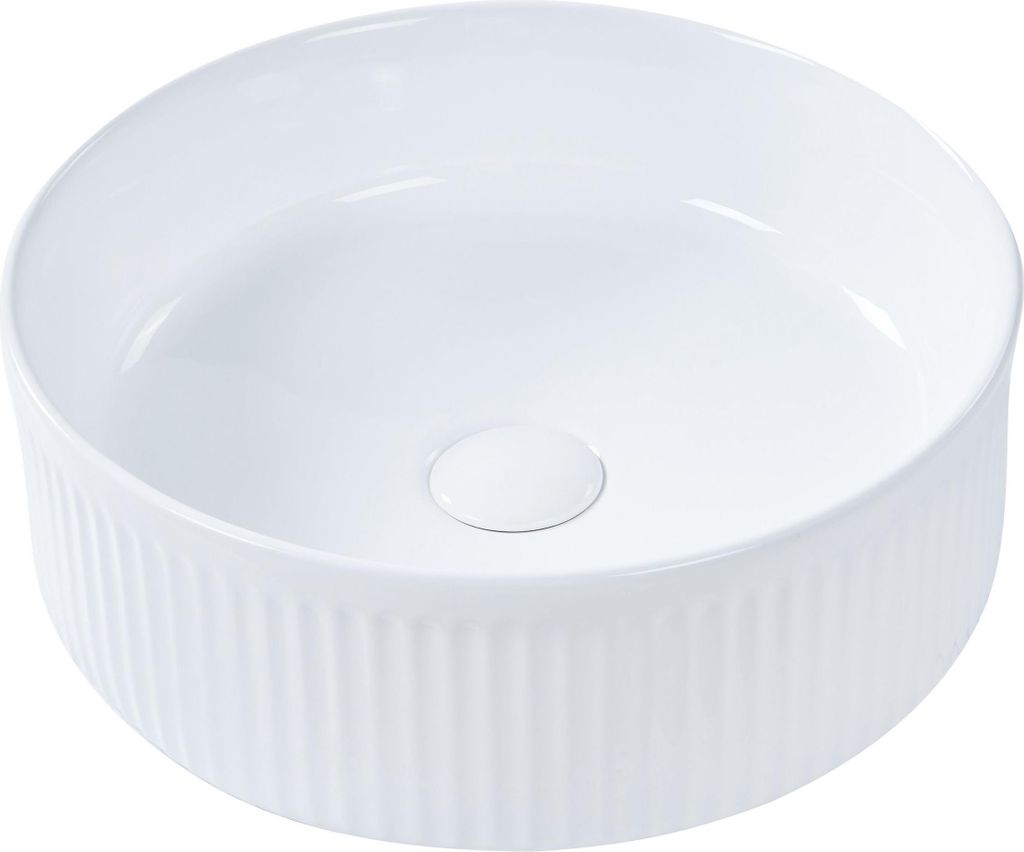 BELIANI Umywalka łazienkowa nablatowa biała ceramiczna ⌀ 37 Zdjęcie produktu 