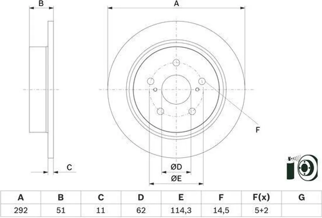 Disque frein BOSCH OE 42431F4020 C-HR - Arrière haute performance