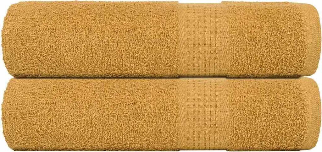 Coppia Asciugamani Doccia Cotone Oro 70x140 cm | Super Resistenti