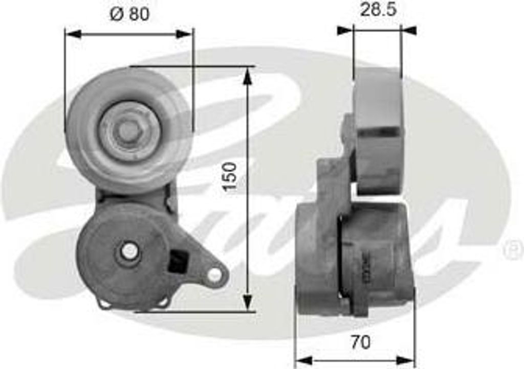 GATES T38413 Riemenspanner, Keilrippenriemen OE MD373939 kompatibel mit Galant, Grandis, Lancer, Outlander