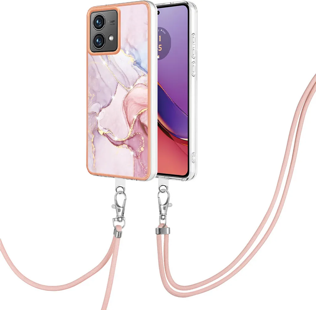 Cover Moto G84 con Tracolla Oro Rosa - Mai più Telefono Caduto!