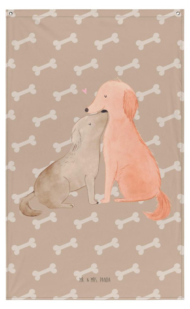 Mr. & Mrs. Panda Wandbild Hunde Liebe - Hundeglück - Geschenk, Wandschmuck, Herz, Hund, Wandteppich, Stoffbild, Sprüche, Kuss, Hängedeko, Boho, ...