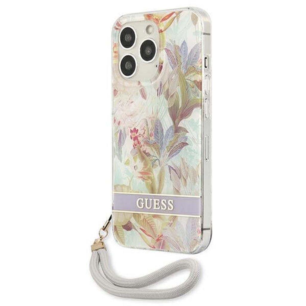 Guess, etui ochronne Flowers z nylonowym łańcuszkiem Apple Zdjęcie produktu 