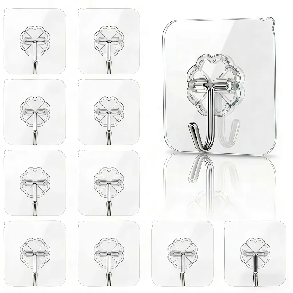 Fixation sans trou crochets adhésifs lot de 10 pour carrelage et plafond