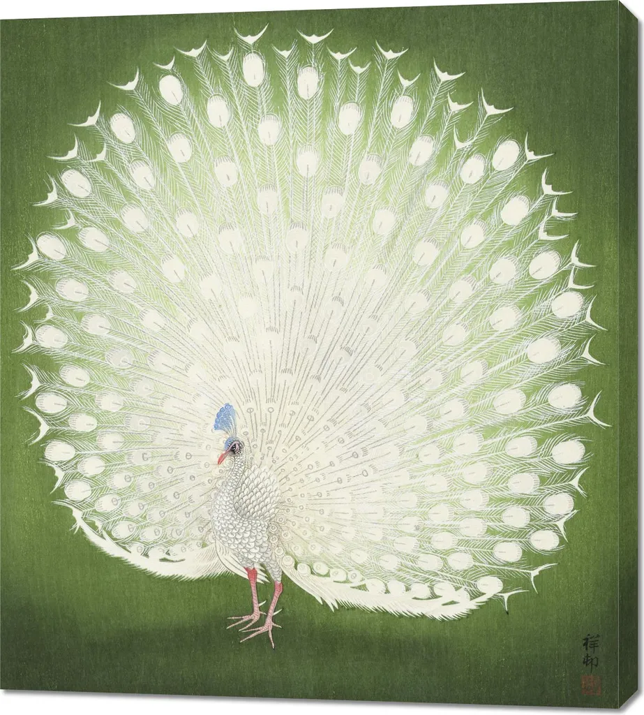 Poster Vintage Pavone Giapponese Koson 90x100 | Arredo Luxury Salotto