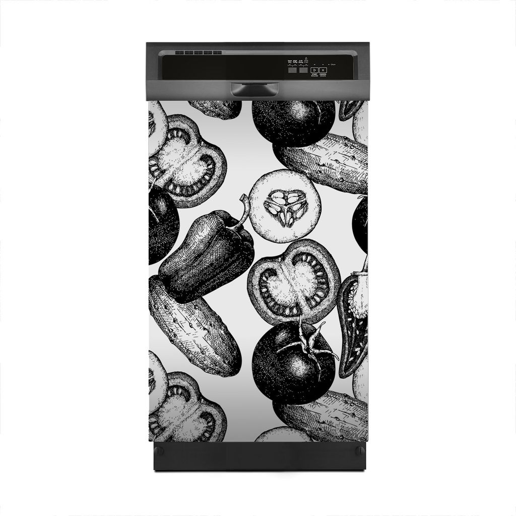 Aufkleber sticker 45x70 cm Dekorative folie Spülmaschine - handgezeichnetes Gemüse