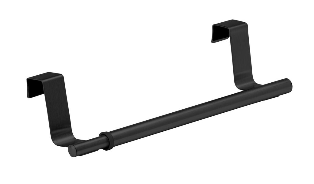 WENKO Tür-Handtuchstange Teleskop 60 cm, Schwarz, Edelstahl rostfrei